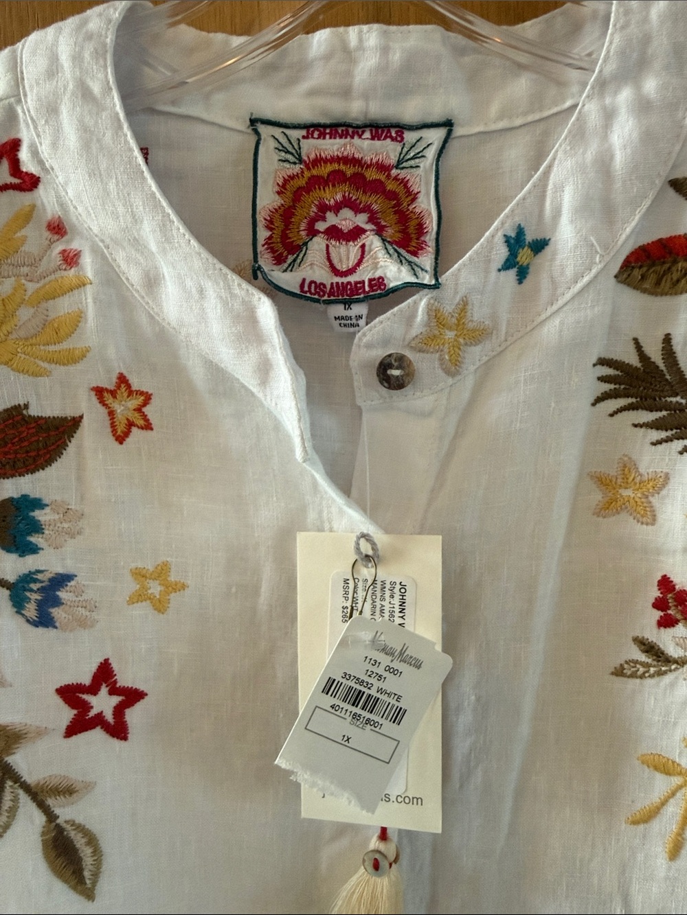 Johnny Was Amara Floral Embroidered Mandarin Collar Long sleeve Shirt Size 1X - Picture 5 of 13